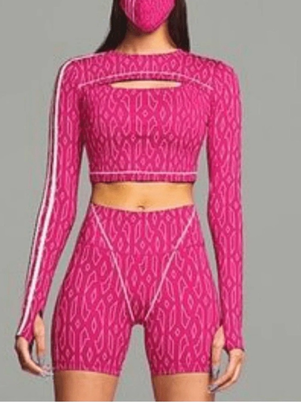 adidas Pink Patterned Bike Shorts Set
